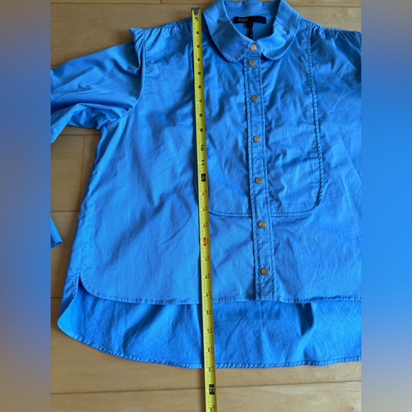 Maje Cinema Cropped Blue Button Down Shirt - Picture 17 of 17